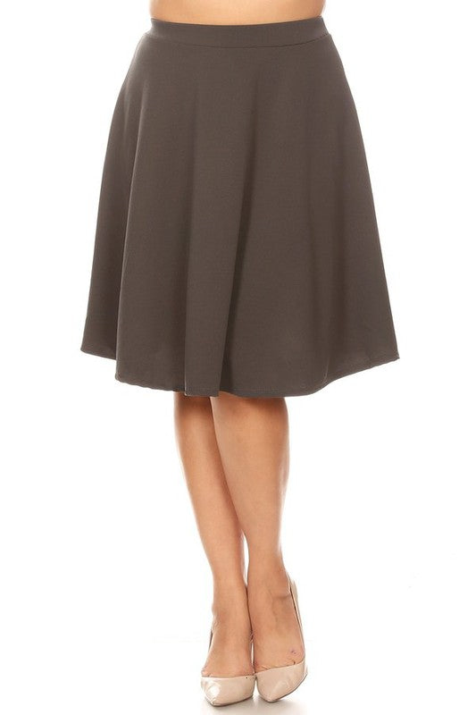 Solid High Waisted A-Line Knee Length Skirt - Elegant and Comfortable