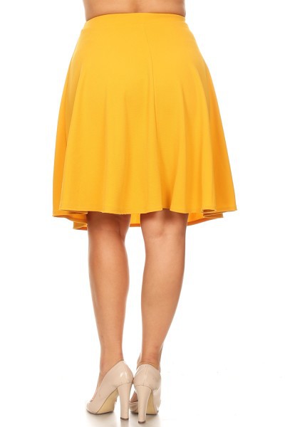 Solid High Waisted A-Line Knee Length Skirt - Elegant and Comfortable