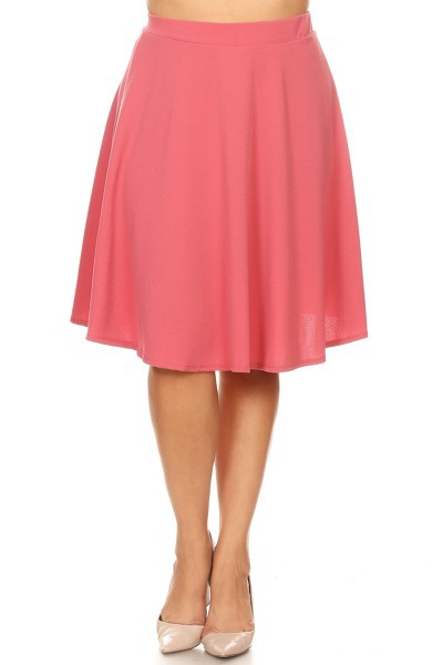 Solid High Waisted A-Line Knee Length Skirt - Elegant and Comfortable