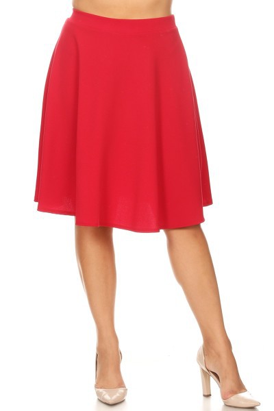 Solid High Waisted A-Line Knee Length Skirt - Elegant and Comfortable