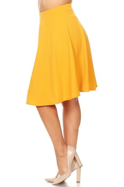 Solid High Waisted A-Line Knee Length Skirt - Elegant and Comfortable