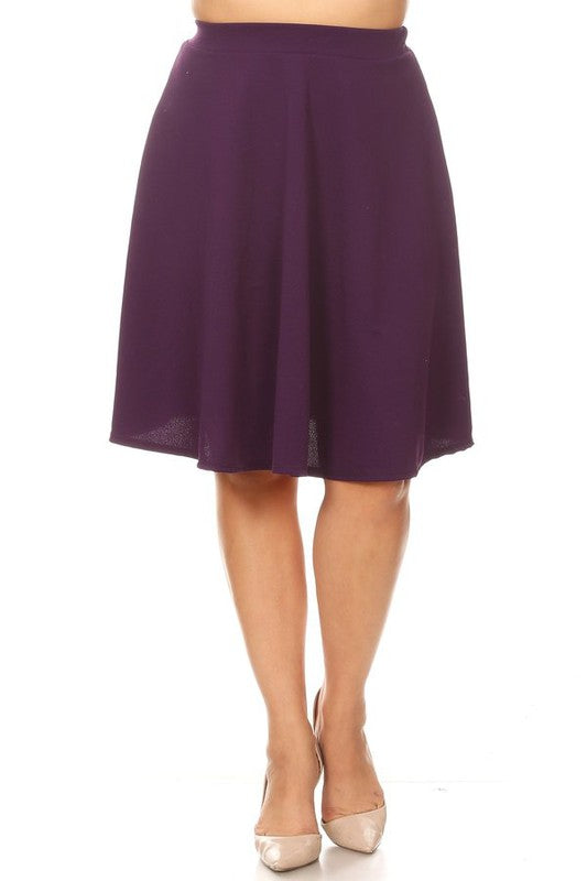 Solid High Waisted A-Line Knee Length Skirt - Elegant and Comfortable