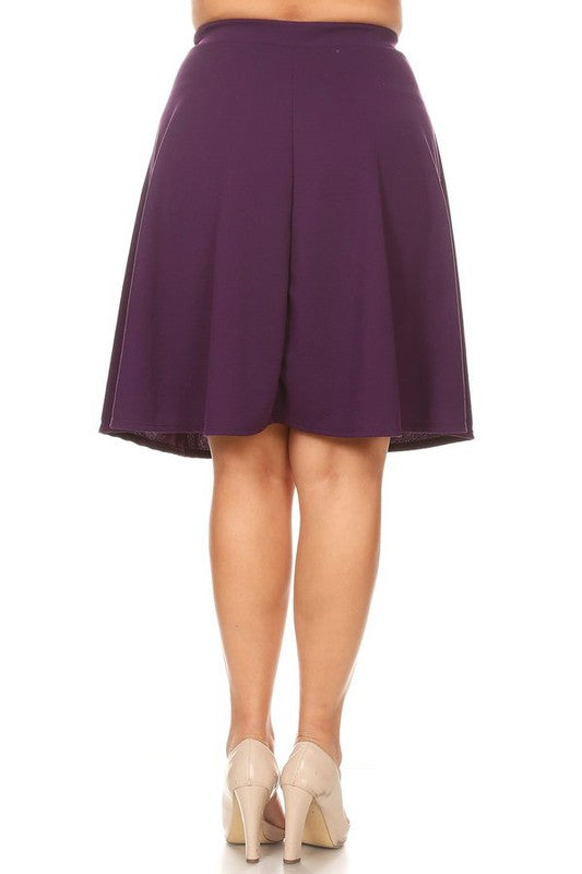 Solid High Waisted A-Line Knee Length Skirt - Elegant and Comfortable