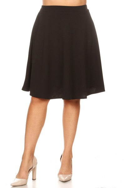 Solid High Waisted A-Line Knee Length Skirt - Elegant and Comfortable