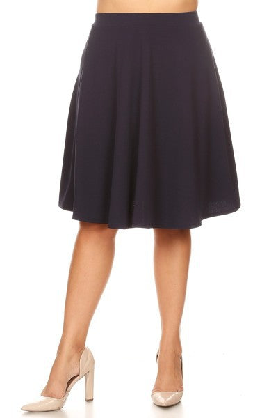 Solid High Waisted A-Line Knee Length Skirt - Elegant and Comfortable