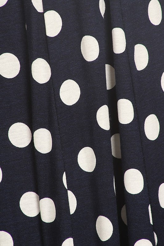 Polka Dot A-Line Midi Dress - Stylish and Flattering with 3/4 Sleeves