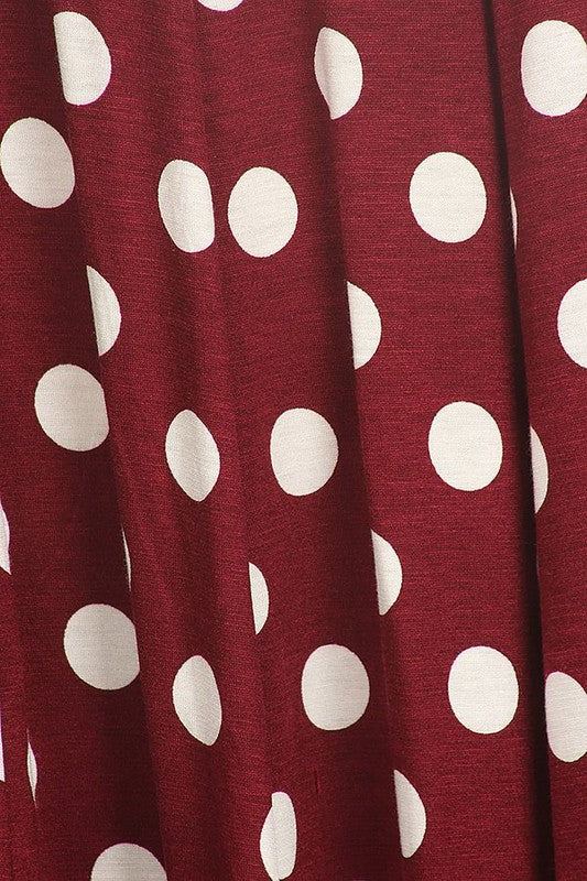 Polka Dot A-Line Midi Dress - Stylish and Flattering with 3/4 Sleeves
