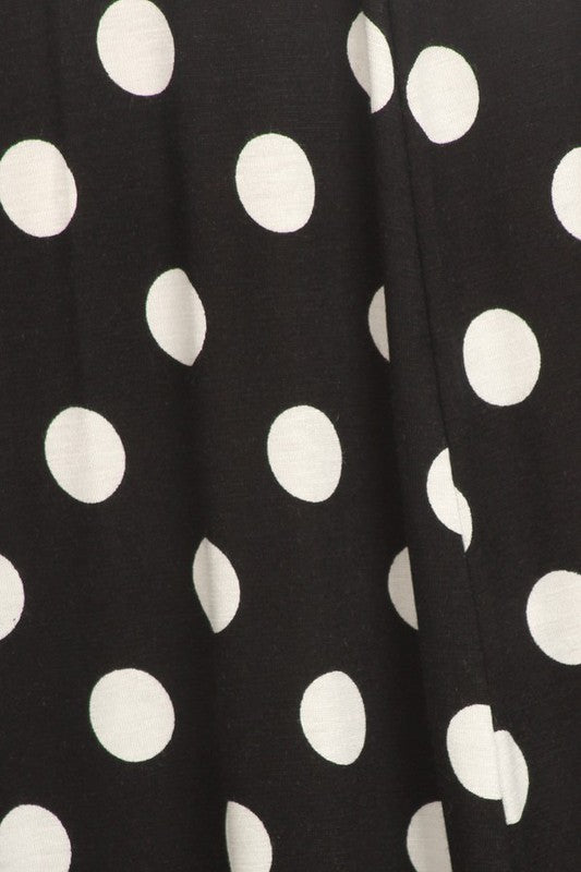 Polka Dot Midi Dress - Relaxed Fit, A-Line, 3/4 Sleeves