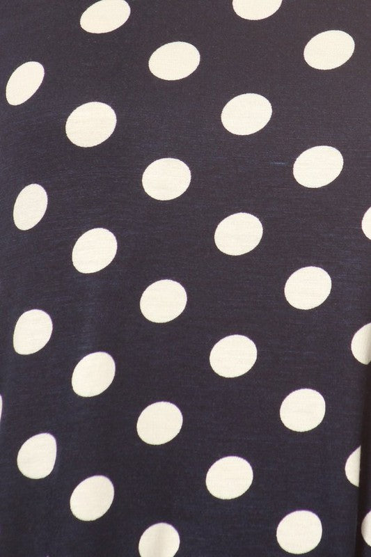 MOA Collection Polka Dot Printed Tunic Top with Short Sleeves and Waist Pockets