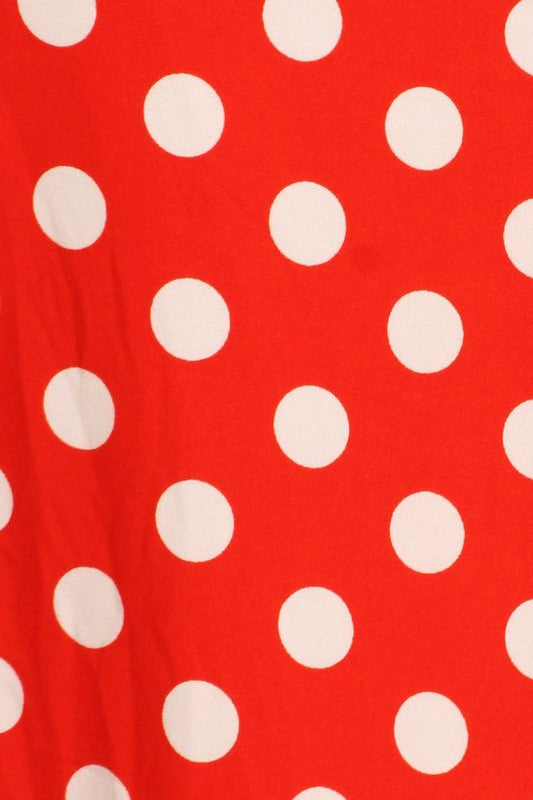 Polka Dot Maxi Length Skirt - High Waisted A-Line Maxi Skirt with Foldable Waistband