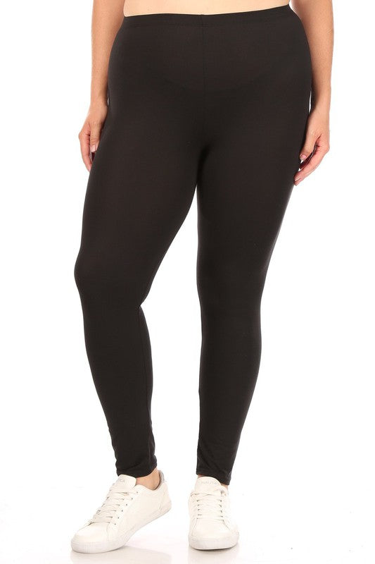 PLUS Size Solid High Rise Leggings - Fitted and Comfy with Elastic Waistband