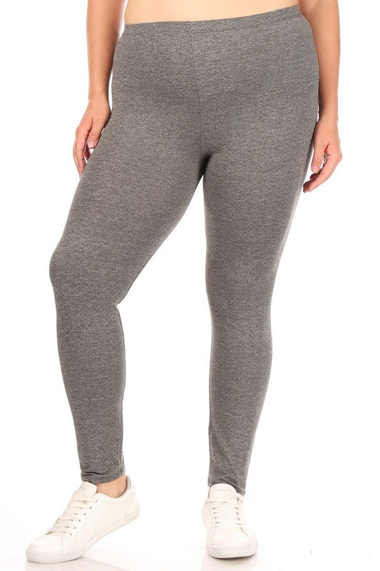 PLUS Size Solid High Rise Leggings - Fitted and Comfy with Elastic Waistband