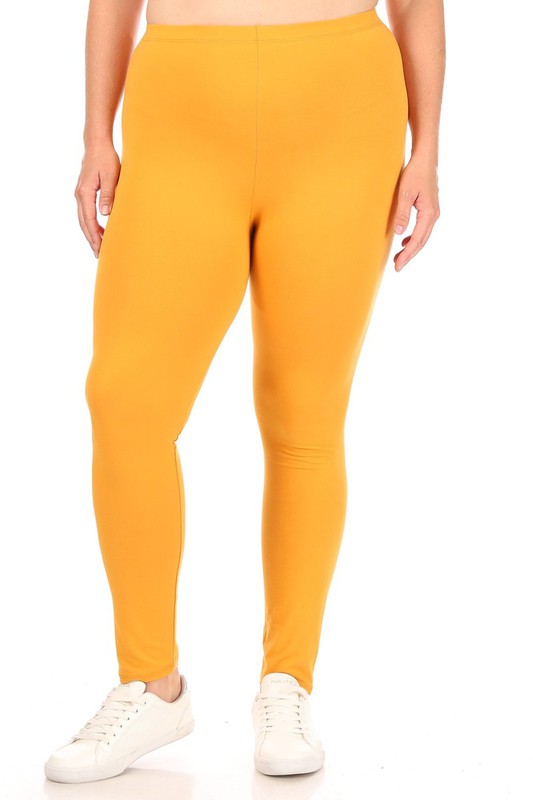 PLUS Size Solid High Rise Leggings - Fitted and Comfy with Elastic Waistband