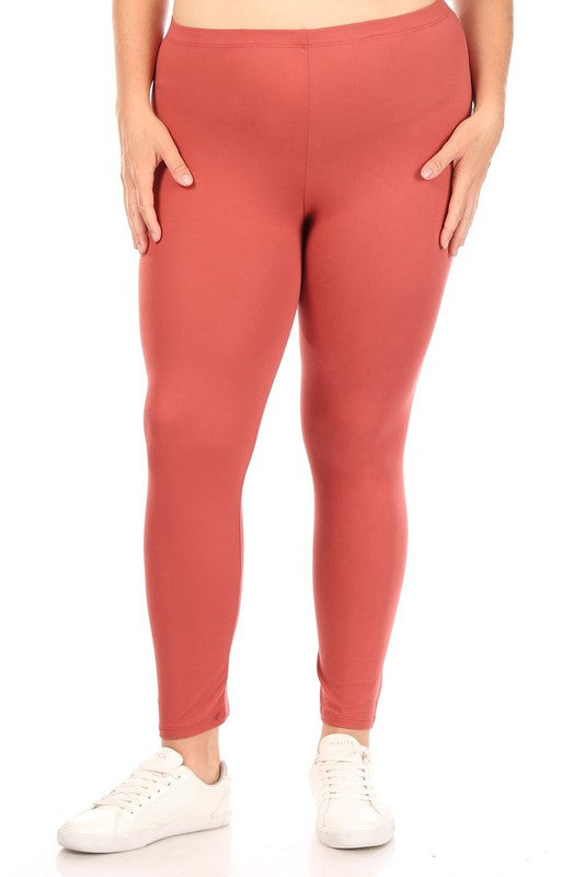 PLUS Size Solid High Rise Leggings - Fitted and Comfy with Elastic Waistband