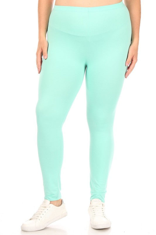 PLUS Size Solid High Rise Leggings - Fitted and Comfy with Elastic Waistband