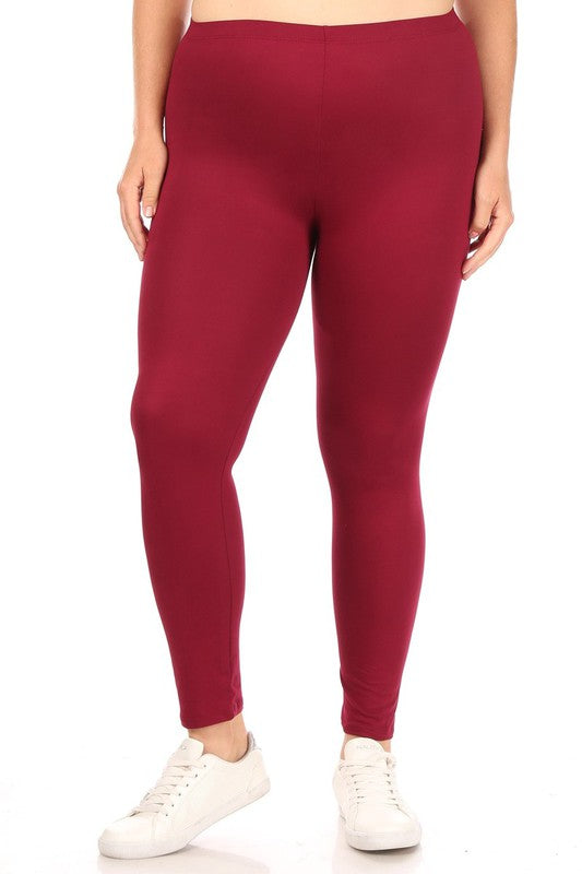 PLUS Size Solid High Rise Leggings - Fitted and Comfy with Elastic Waistband