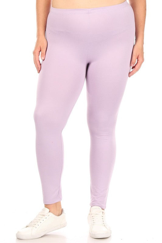 PLUS Size Solid High Rise Leggings - Fitted and Comfy with Elastic Waistband