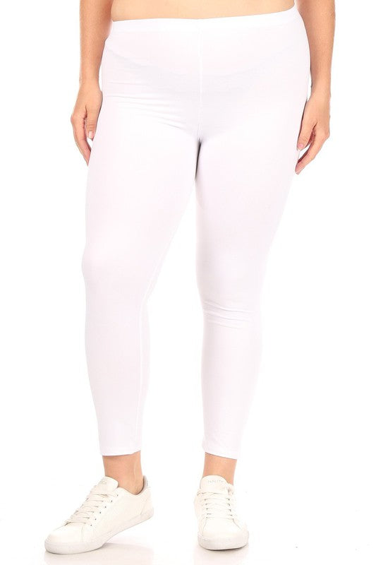 PLUS Size Solid High Rise Leggings - Fitted and Comfy with Elastic Waistband