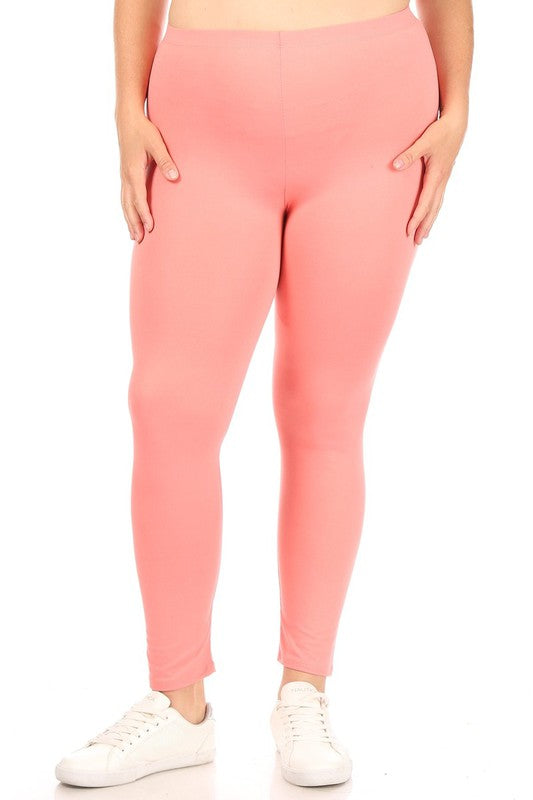 PLUS Size Solid High Rise Leggings - Fitted and Comfy with Elastic Waistband