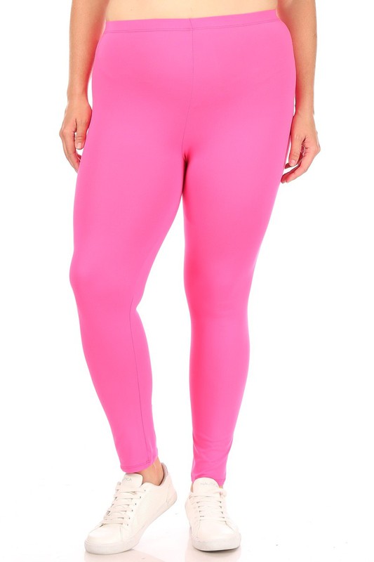 PLUS Size Solid High Rise Leggings - Fitted and Comfy with Elastic Waistband