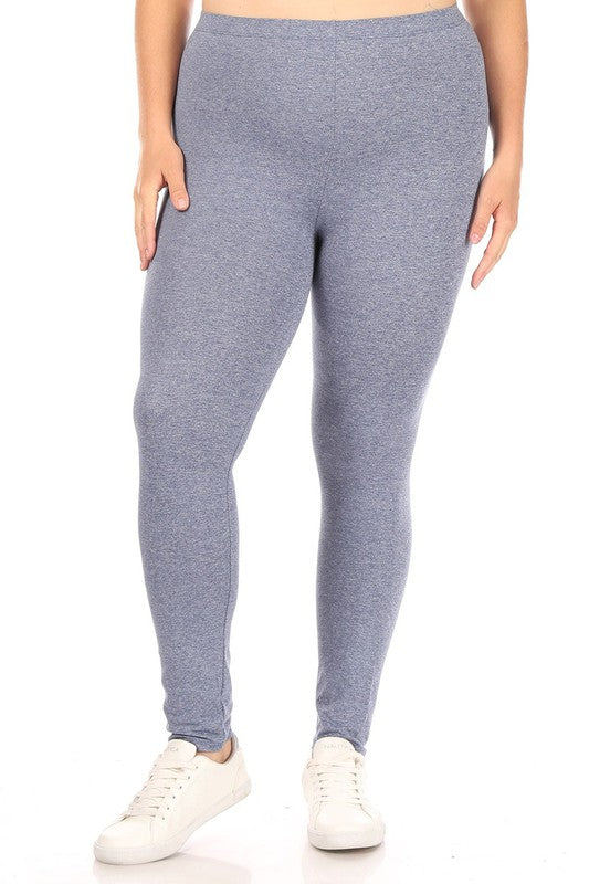 PLUS Size Solid High Rise Leggings - Fitted and Comfy with Elastic Waistband