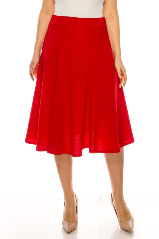 Plus Size Paneled A-Line Midi Skirt with Banded Waist - Stylish and Flattering