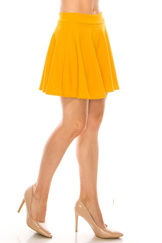 Solid A-line Mini Skirt - Pull-On, Pleated, and Stylish