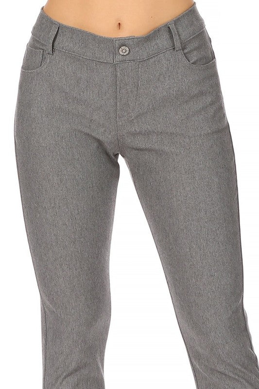 MOA Collection Stretchy Pull Up Capri Jeggings with Belt Loops and Pockets