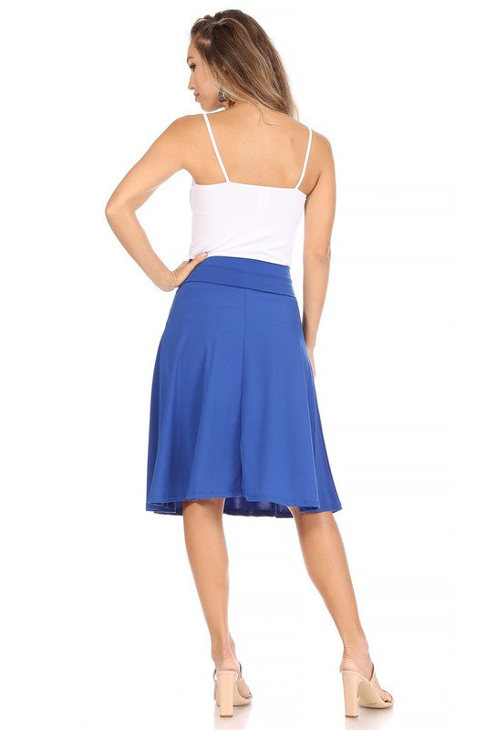 Solid A-line Skirt with Banded Waist - Classic and Comfortable
