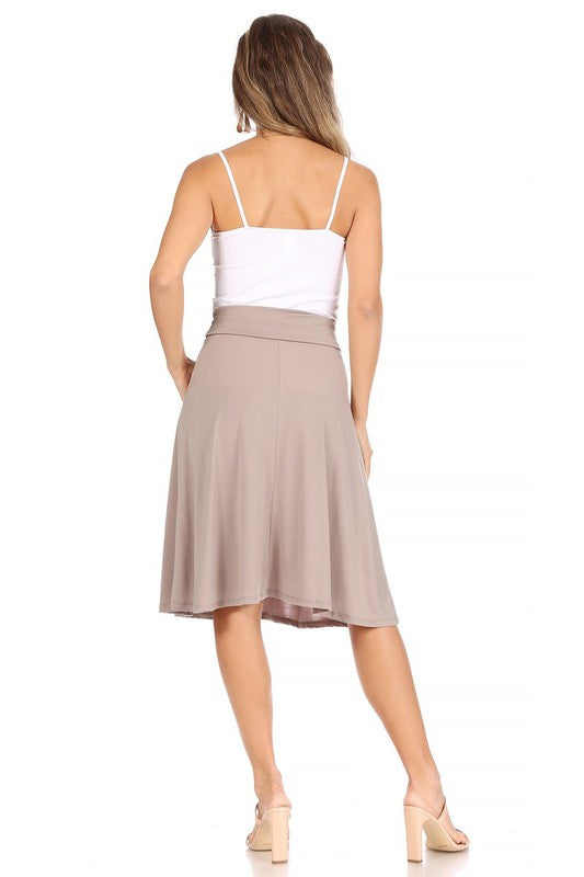 Solid A-line Skirt with Banded Waist - Classic and Comfortable