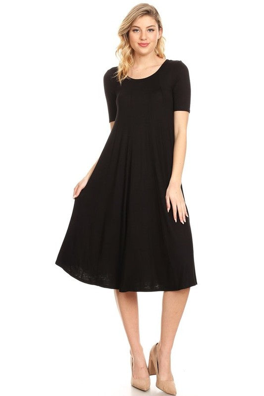 MOA Collection Jersey Knit Short Sleeve Oversized A-Line Dress
