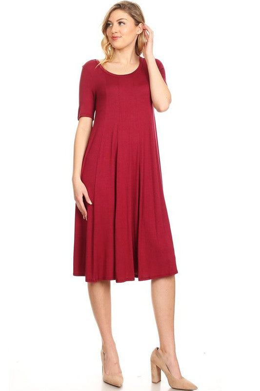 MOA Collection Jersey Knit Short Sleeve Oversized A-Line Dress