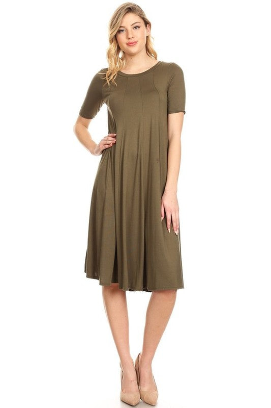 MOA Collection Jersey Knit Short Sleeve Oversized A-Line Dress