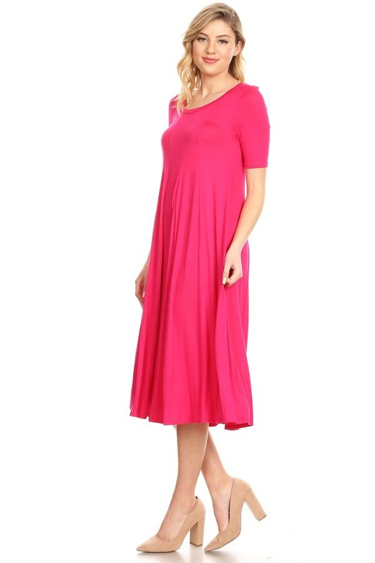 MOA Collection Jersey Knit Short Sleeve Oversized A-Line Dress