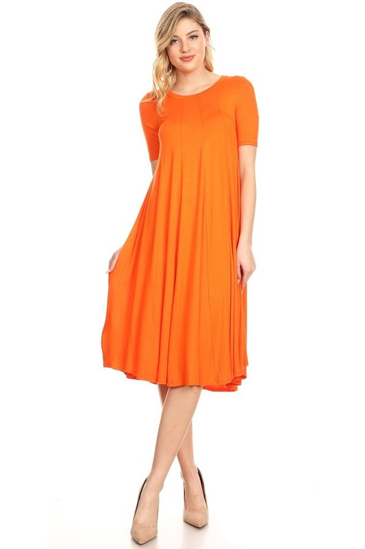MOA Collection Jersey Knit Short Sleeve Oversized A-Line Dress