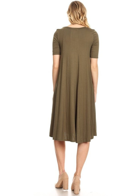 MOA Collection Jersey Knit Short Sleeve Oversized A-Line Dress