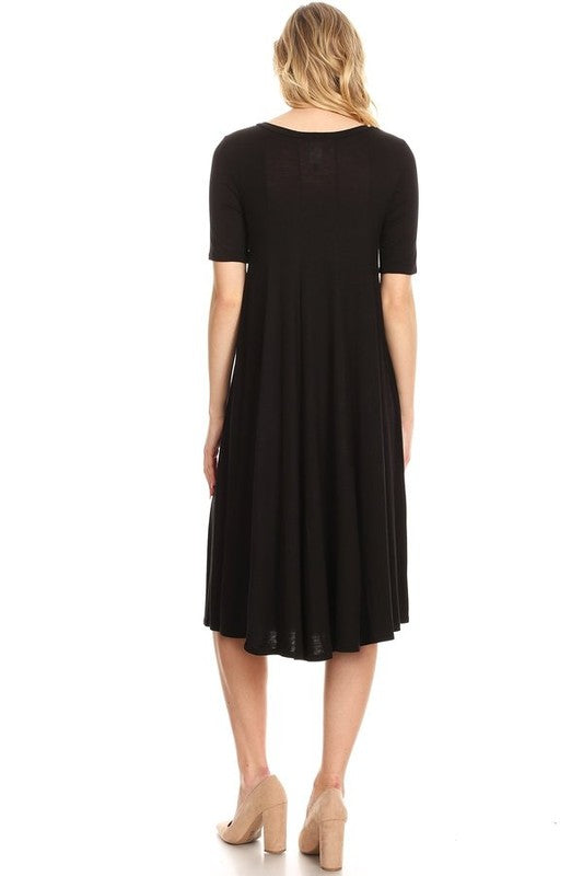 MOA Collection Jersey Knit Short Sleeve Oversized A-Line Dress