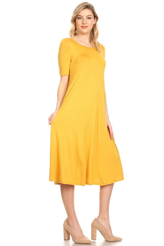 MOA Collection Jersey Knit Short Sleeve Oversized A-Line Dress