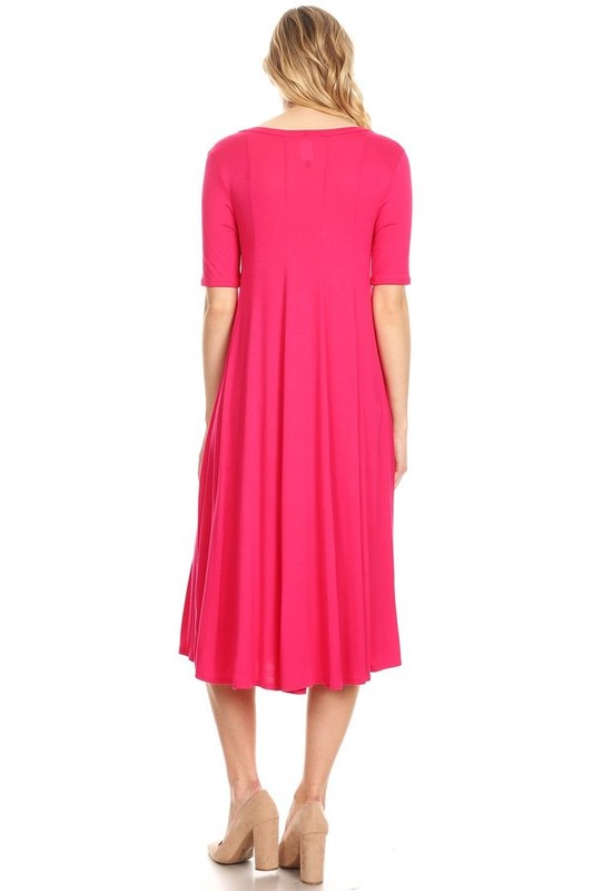 MOA Collection Jersey Knit Short Sleeve Oversized A-Line Dress