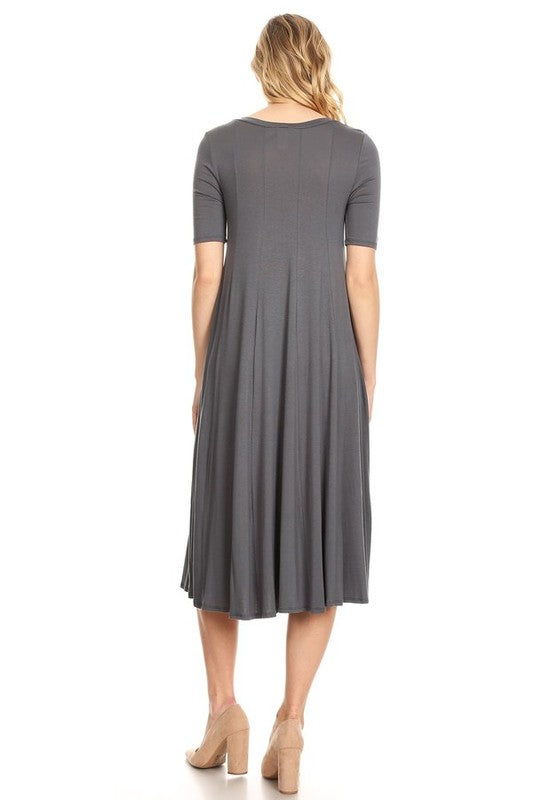 MOA Collection Jersey Knit Short Sleeve Oversized A-Line Dress