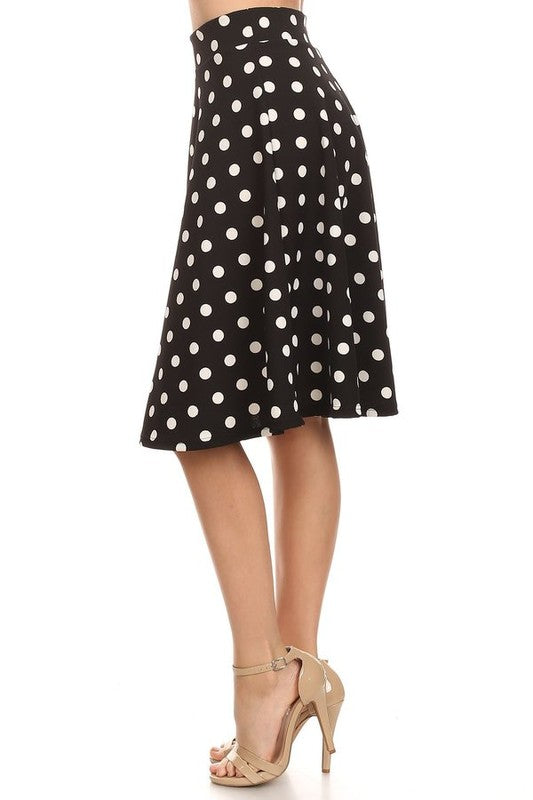 Polka Dot Print A-Line Knee Length Skirt - Elegant and Stylish
