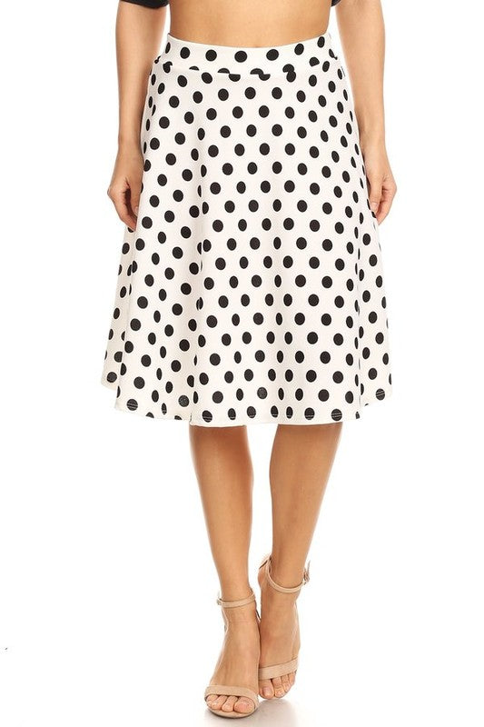 Polka Dot Print A-Line Knee Length Skirt - Elegant and Stylish