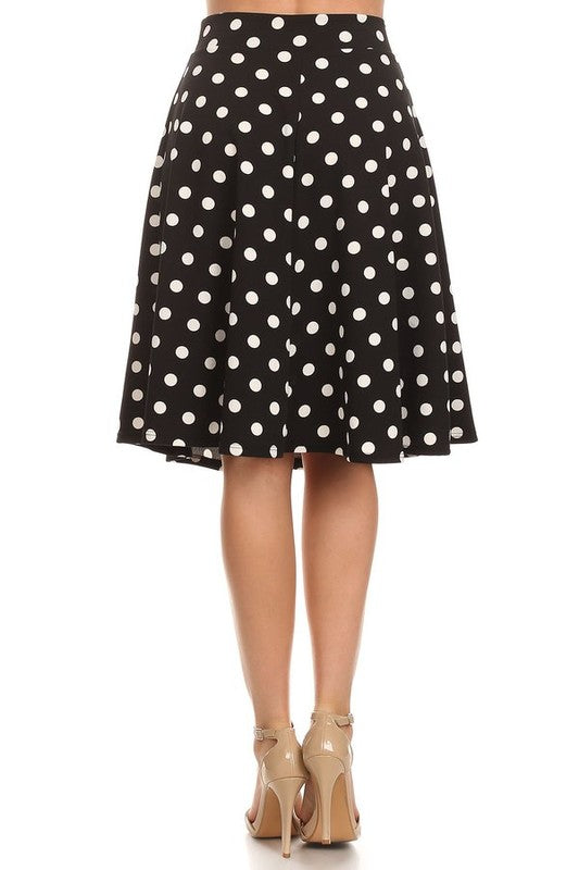 Polka Dot Print A-Line Knee Length Skirt - Elegant and Stylish