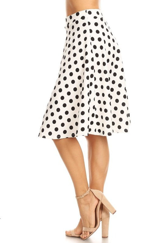 Polka Dot Print A-Line Knee Length Skirt - Elegant and Stylish