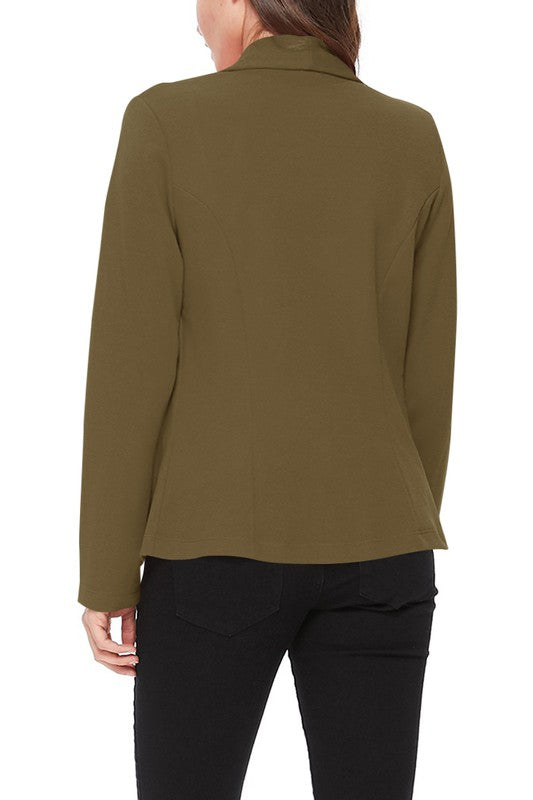 Casual Fitted Blazer with Slim-Fitting Sleeves - Modern Silhouette