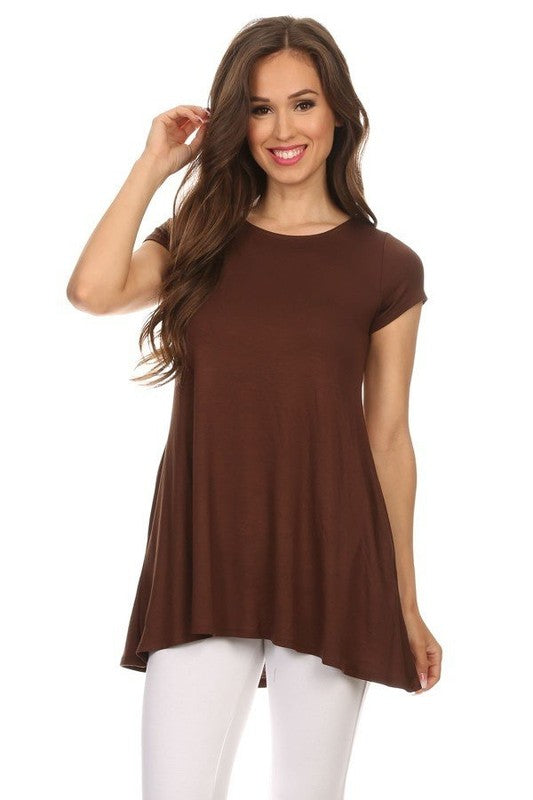 MOA Collection Relaxed Fit Knit Tunic Top with Round Neck and Side Pockets
