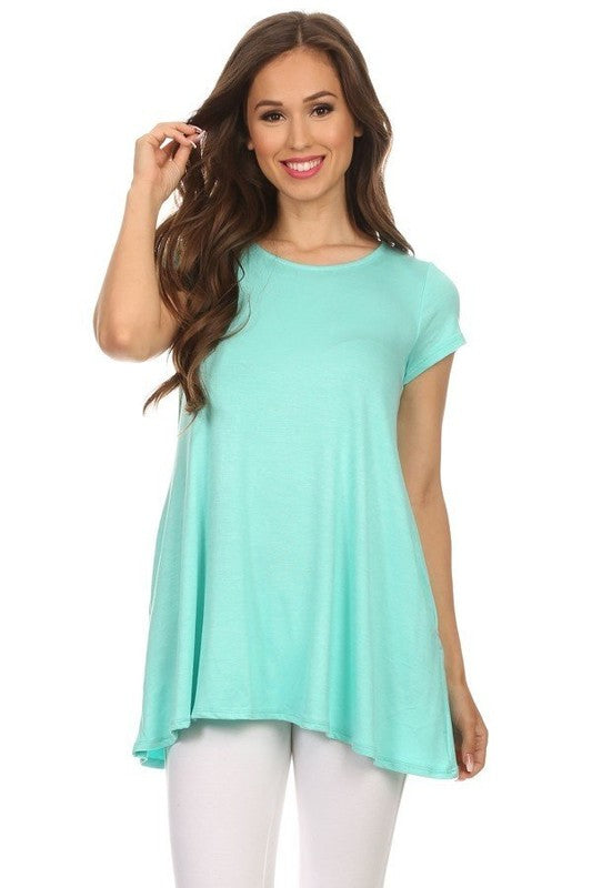 MOA Collection Relaxed Fit Knit Tunic Top with Round Neck and Side Pockets