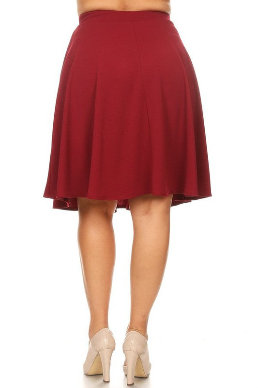Solid High Waisted A-Line Knee Length Skirt - Elegant and Comfortable