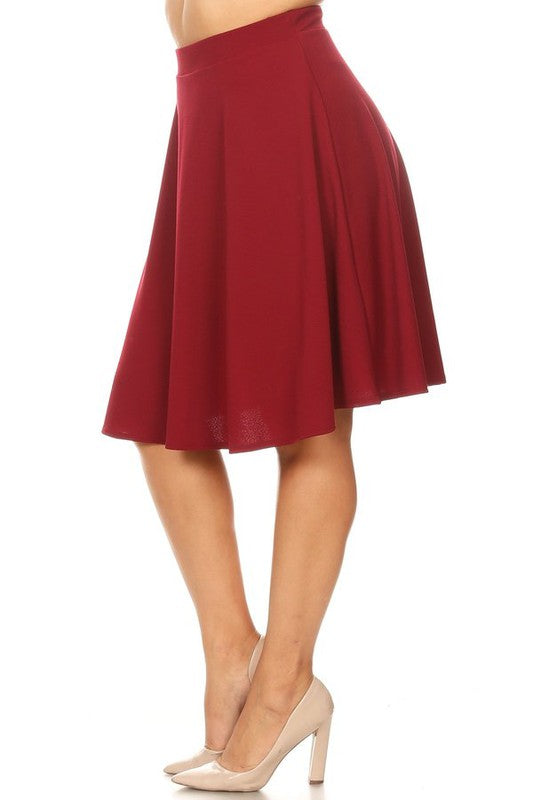 Solid High Waisted A-Line Knee Length Skirt - Elegant and Comfortable