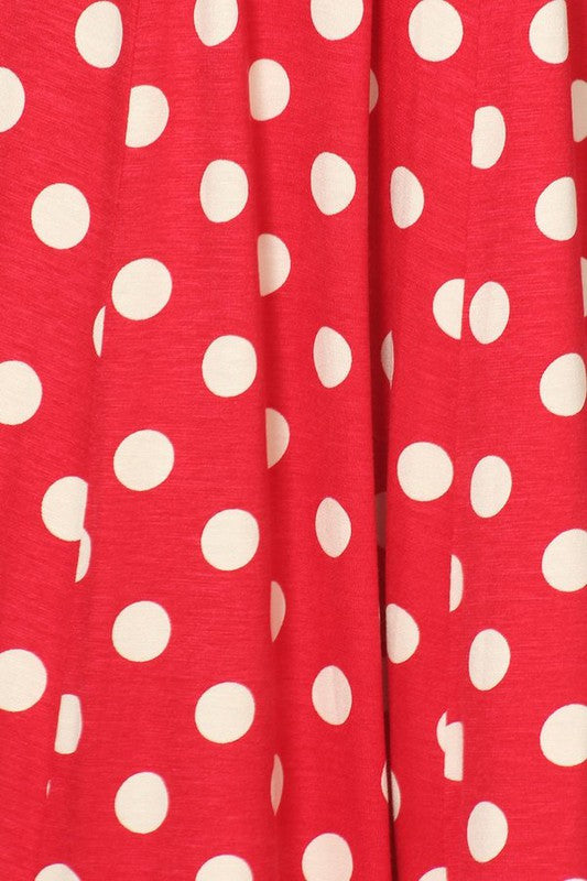 Polka Dot Midi Dress - Relaxed Fit, A-Line, 3/4 Sleeves